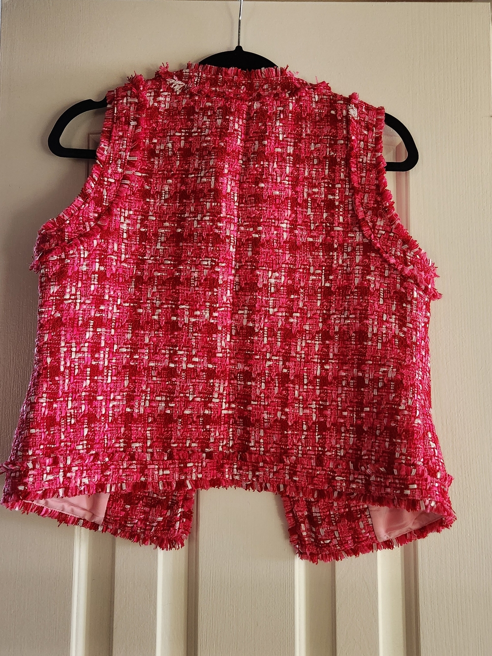 White House Black Market Pink Tweed Jacket Vest - Picture 3 of 4
